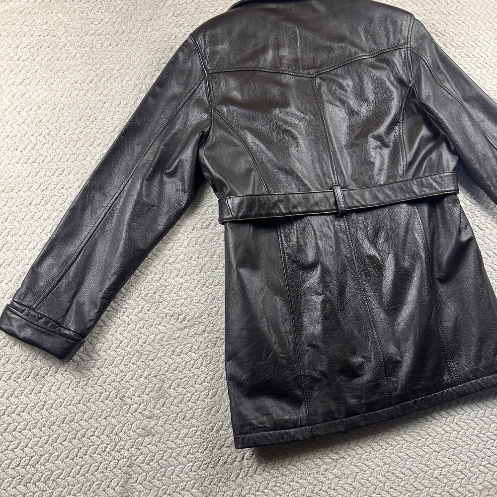Wilsons‎ Leather Jacket Women's Medium Dark Brown Mid Belted Boho Chic 90's Y2K - Picture 7 of 16